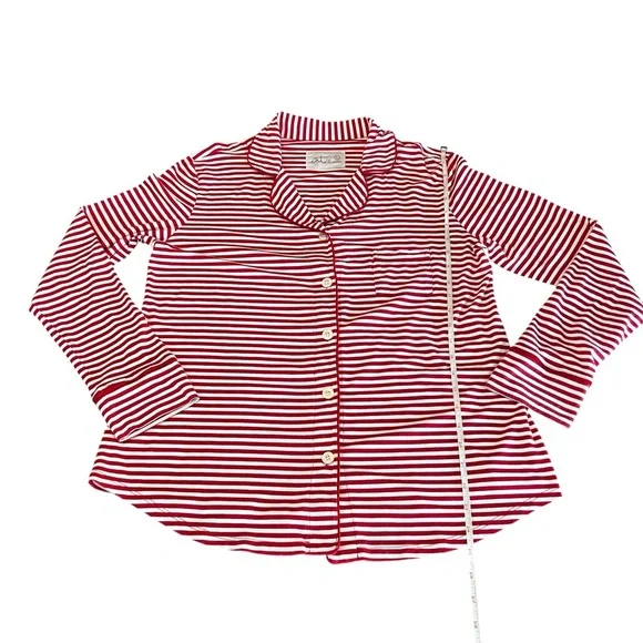 The Cat’s Pajamas Classic Red and White Striped Women's Pajama Set Size Large - Picture 5 of 12